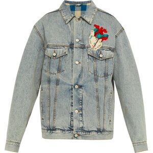 Gucci Blue Denim Oversized Embroidered Jacket UNISEX